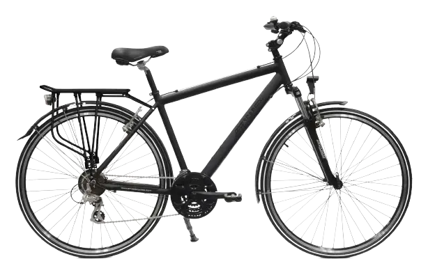 Vélo de randonnée Escape Arcade noir, porte-bagages renforcé et garde-boue